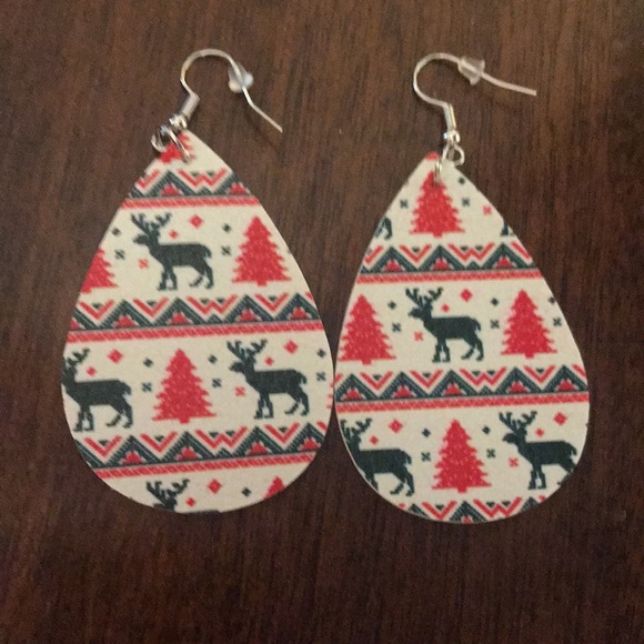 BRAND NEW LEATHER EARRINGS TWO-SIDED SET OF 4 - Picture 4 of 5